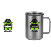 Thumbnail for Personalized Messy Bun Coffee Mug Tumbler with Handle (15 oz) - Tennis Mom - Design View