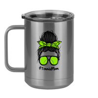 Thumbnail for Personalized Messy Bun Coffee Mug Tumbler with Handle (15 oz) - Tennis Mom - Left View