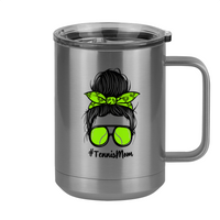 Thumbnail for Personalized Messy Bun Coffee Mug Tumbler with Handle (15 oz) - Tennis Mom - Right View