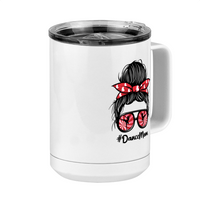 Thumbnail for Personalized Messy Bun Coffee Mug Tumbler with Handle (15 oz) - Dance Mom - Front Right View