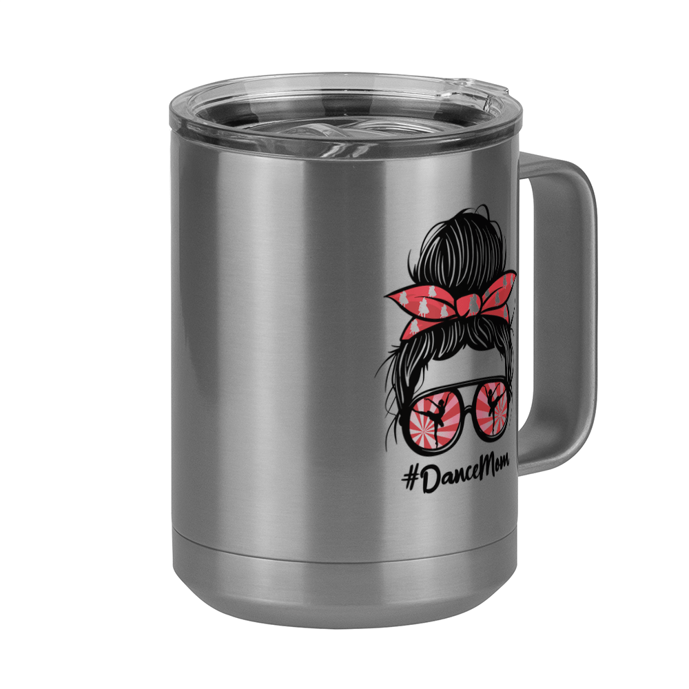 Personalized Messy Bun Coffee Mug Tumbler with Handle (15 oz) - Dance Mom - Front Right View