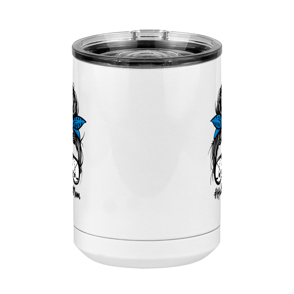 Personalized Messy Bun Coffee Mug Tumbler with Handle (15 oz) - Hockey Mom - Front View