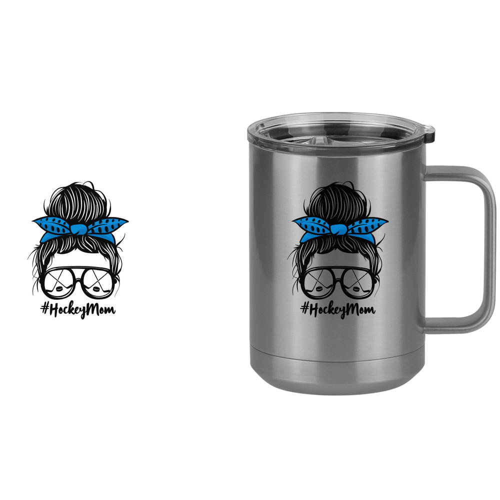 Personalized Messy Bun Coffee Mug Tumbler with Handle (15 oz) - Hockey Mom - Design View