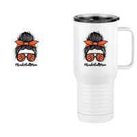 Thumbnail for Personalized Messy Bun Travel Coffee Mug Tumbler with Handle (20 oz) - Basketball Mom - Design View
