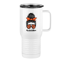 Thumbnail for Personalized Messy Bun Travel Coffee Mug Tumbler with Handle (20 oz) - Basketball Mom - Right View