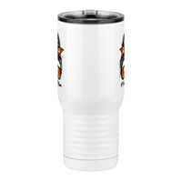 Thumbnail for Personalized Messy Bun Travel Coffee Mug Tumbler with Handle (20 oz) - Football Mom - Front View