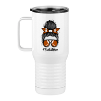 Thumbnail for Personalized Messy Bun Travel Coffee Mug Tumbler with Handle (20 oz) - Football Mom - Left View