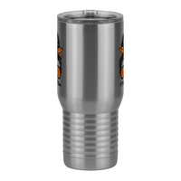 Thumbnail for Personalized Messy Bun Travel Coffee Mug Tumbler with Handle (20 oz) - Football Mom - Front View