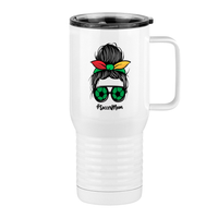 Thumbnail for Personalized Messy Bun Travel Coffee Mug Tumbler with Handle (20 oz) - Soccer Mom - Right View