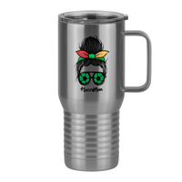 Thumbnail for Personalized Messy Bun Travel Coffee Mug Tumbler with Handle (20 oz) - Soccer Mom - Right View