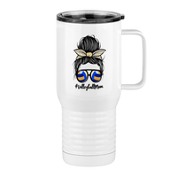 Thumbnail for Personalized Messy Bun Travel Coffee Mug Tumbler with Handle (20 oz) - Volleyball Mom - Right View