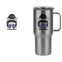 Thumbnail for Personalized Messy Bun Travel Coffee Mug Tumbler with Handle (20 oz) - Volleyball Mom - Design View