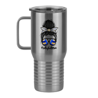 Thumbnail for Personalized Messy Bun Travel Coffee Mug Tumbler with Handle (20 oz) - Volleyball Mom - Left View