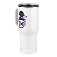 Thumbnail for Personalized Messy Bun Travel Coffee Mug Tumbler with Handle (20 oz) - Chorus Mom - Front Left View
