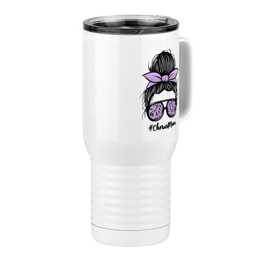 Personalized Messy Bun Travel Coffee Mug Tumbler with Handle (20 oz) - Chorus Mom - Front Right View