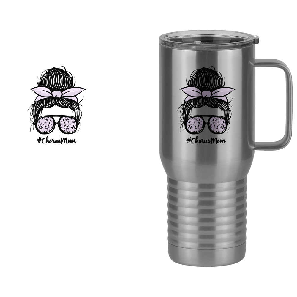 Personalized Messy Bun Travel Coffee Mug Tumbler with Handle (20 oz) - Chorus Mom - Design View