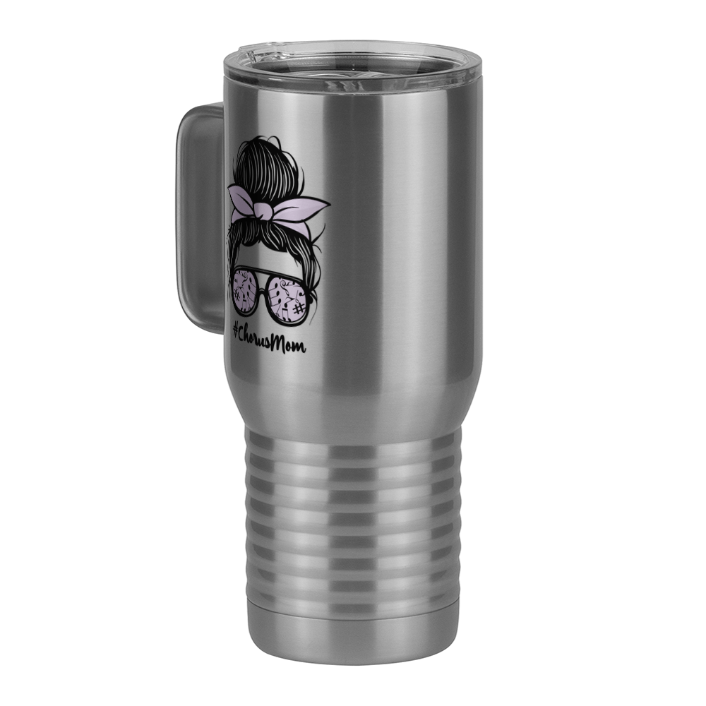 Personalized Messy Bun Travel Coffee Mug Tumbler with Handle (20 oz) - Chorus Mom - Front Left View