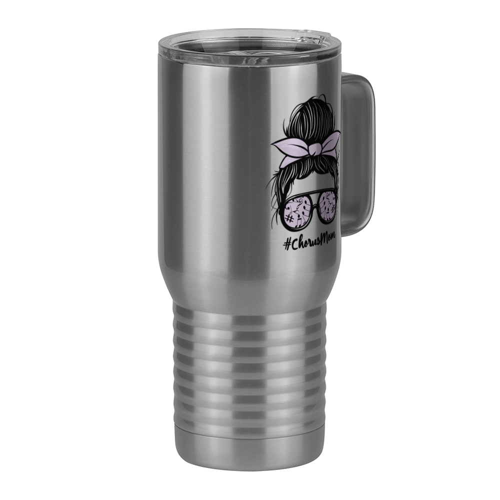 Personalized Messy Bun Travel Coffee Mug Tumbler with Handle (20 oz) - Chorus Mom - Front Right View