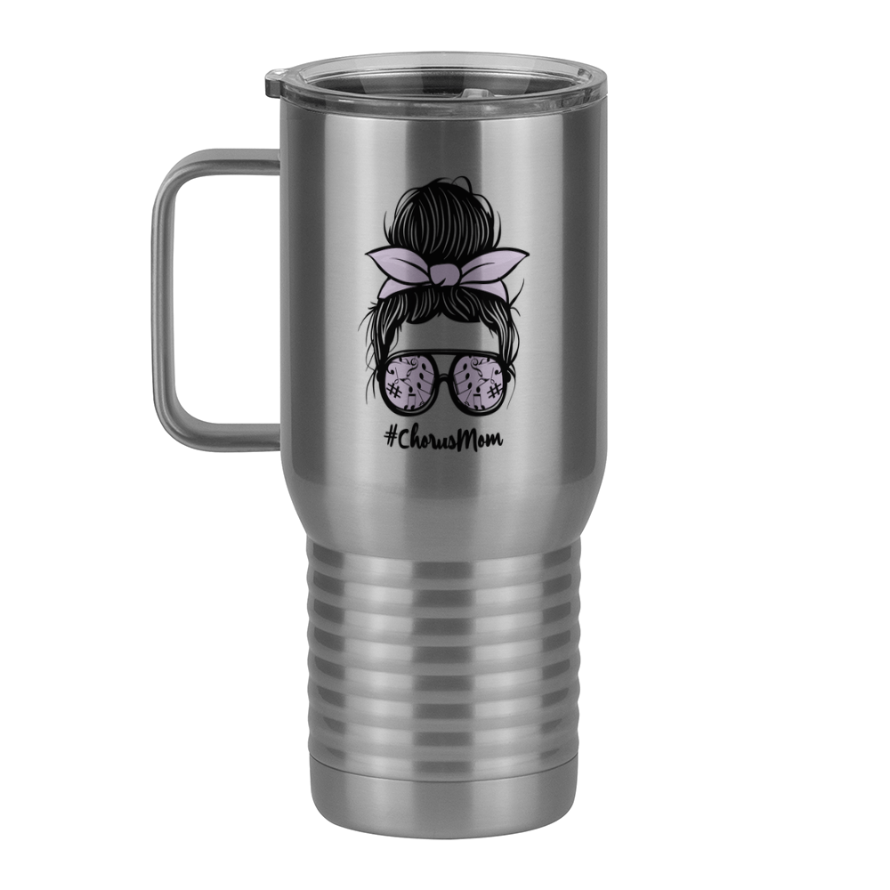 Personalized Messy Bun Travel Coffee Mug Tumbler with Handle (20 oz) - Chorus Mom - Left View