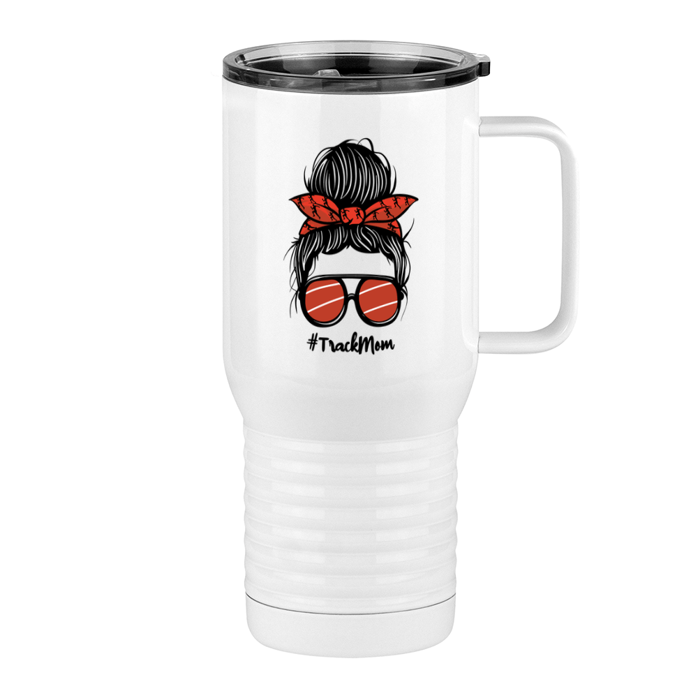 Personalized Messy Bun Travel Coffee Mug Tumbler with Handle (20 oz) - Track Mom - Right View