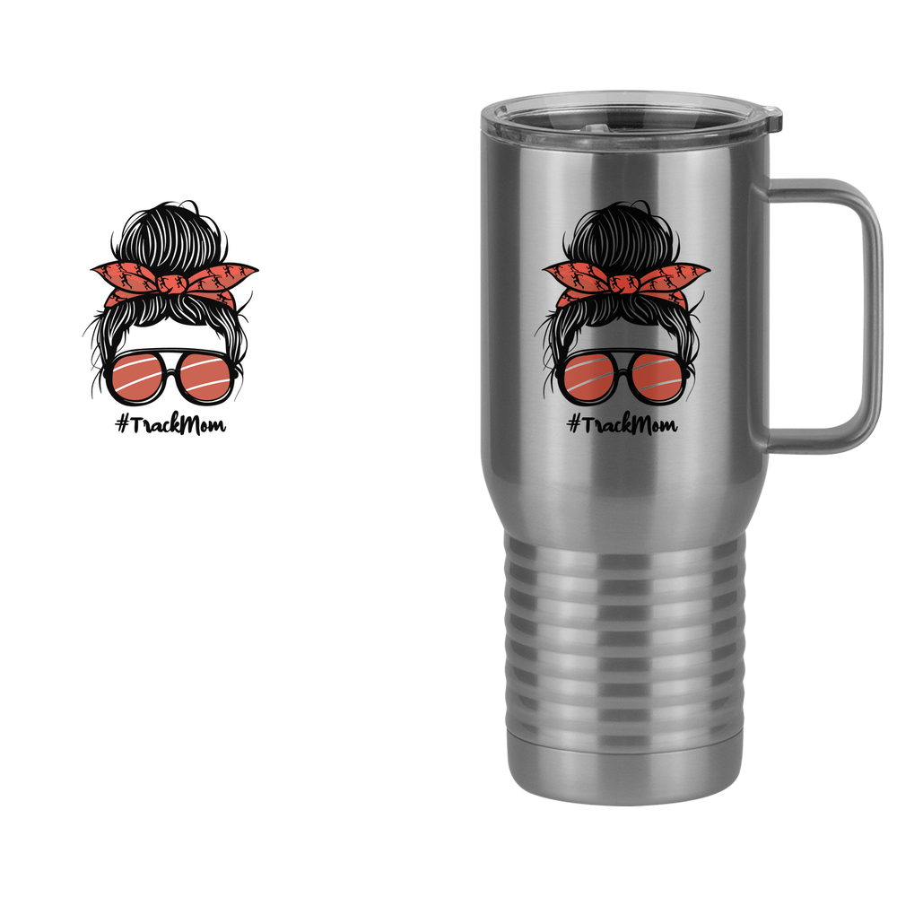 Personalized Messy Bun Travel Coffee Mug Tumbler with Handle (20 oz) - Track Mom - Design View