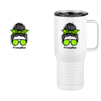 Thumbnail for Personalized Messy Bun Travel Coffee Mug Tumbler with Handle (20 oz) - Tennis Mom - Design View