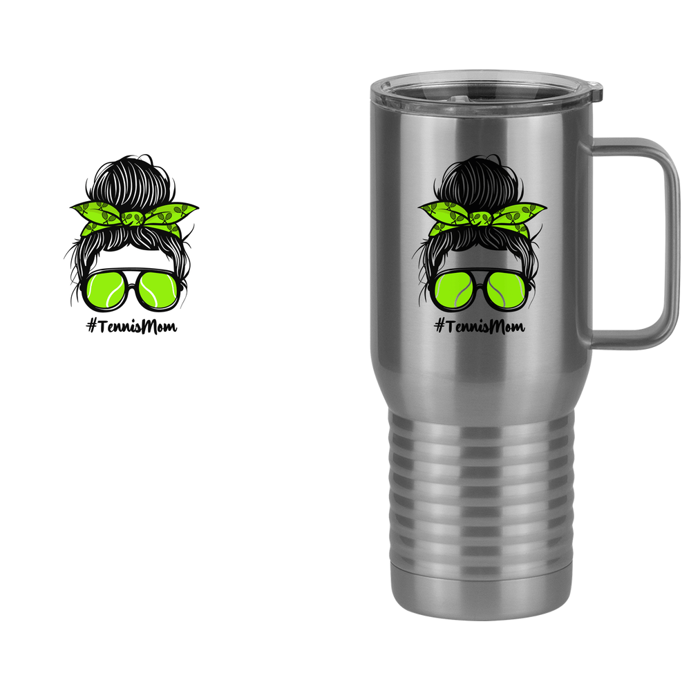 Personalized Messy Bun Travel Coffee Mug Tumbler with Handle (20 oz) - Tennis Mom - Design View