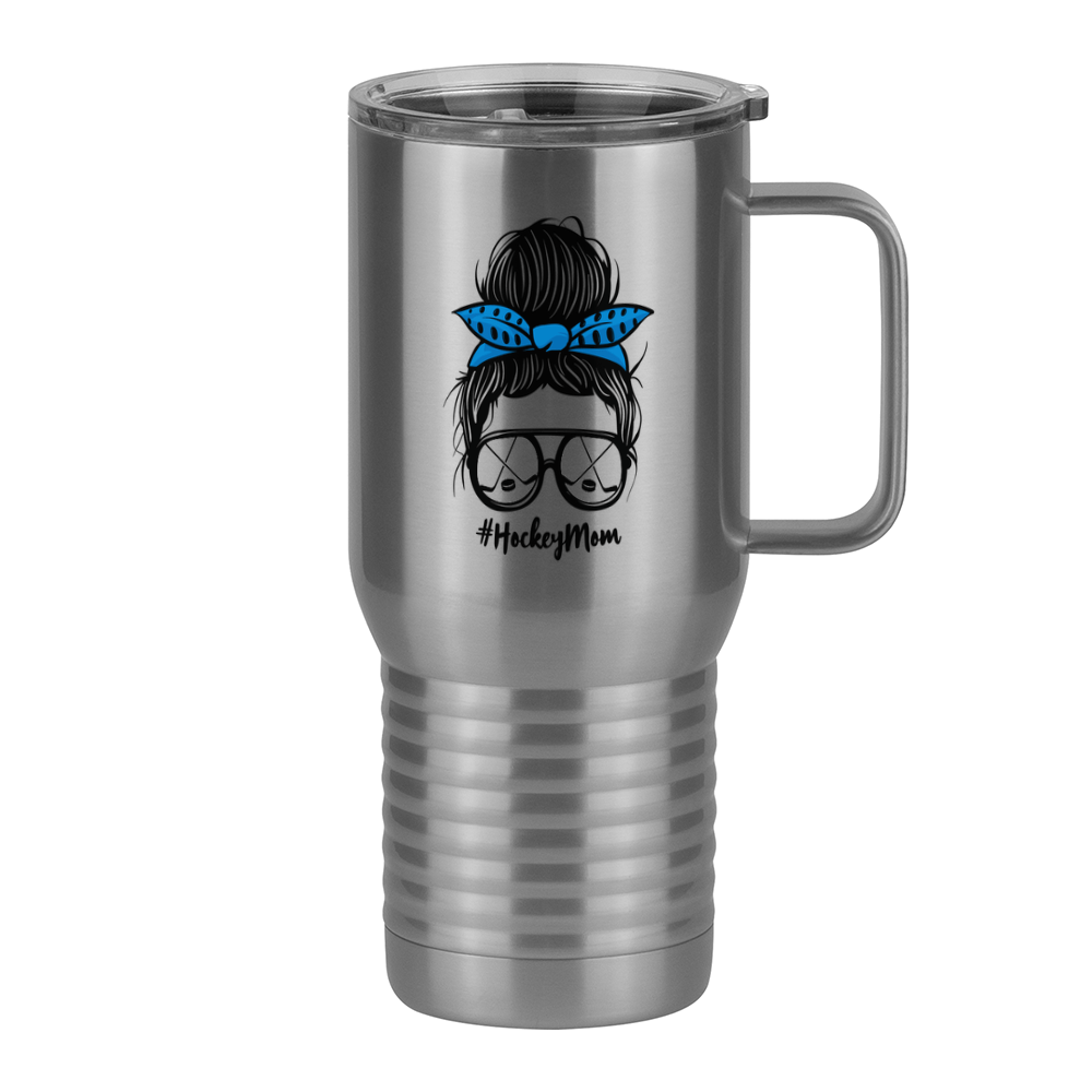 Personalized Messy Bun Travel Coffee Mug Tumbler with Handle (20 oz) - Hockey Mom - Right View