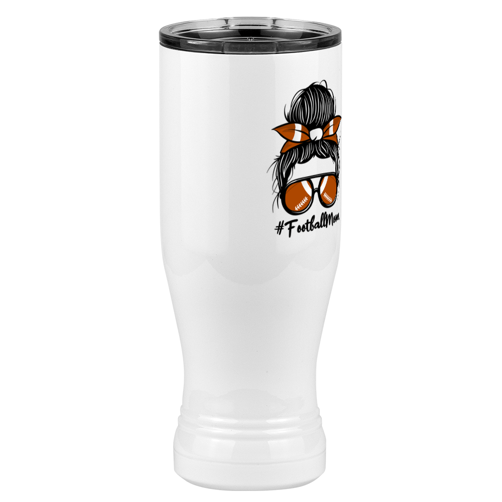 Personalized Messy Bun Pilsner Tumbler (20 oz) - Football Mom - Front Right View