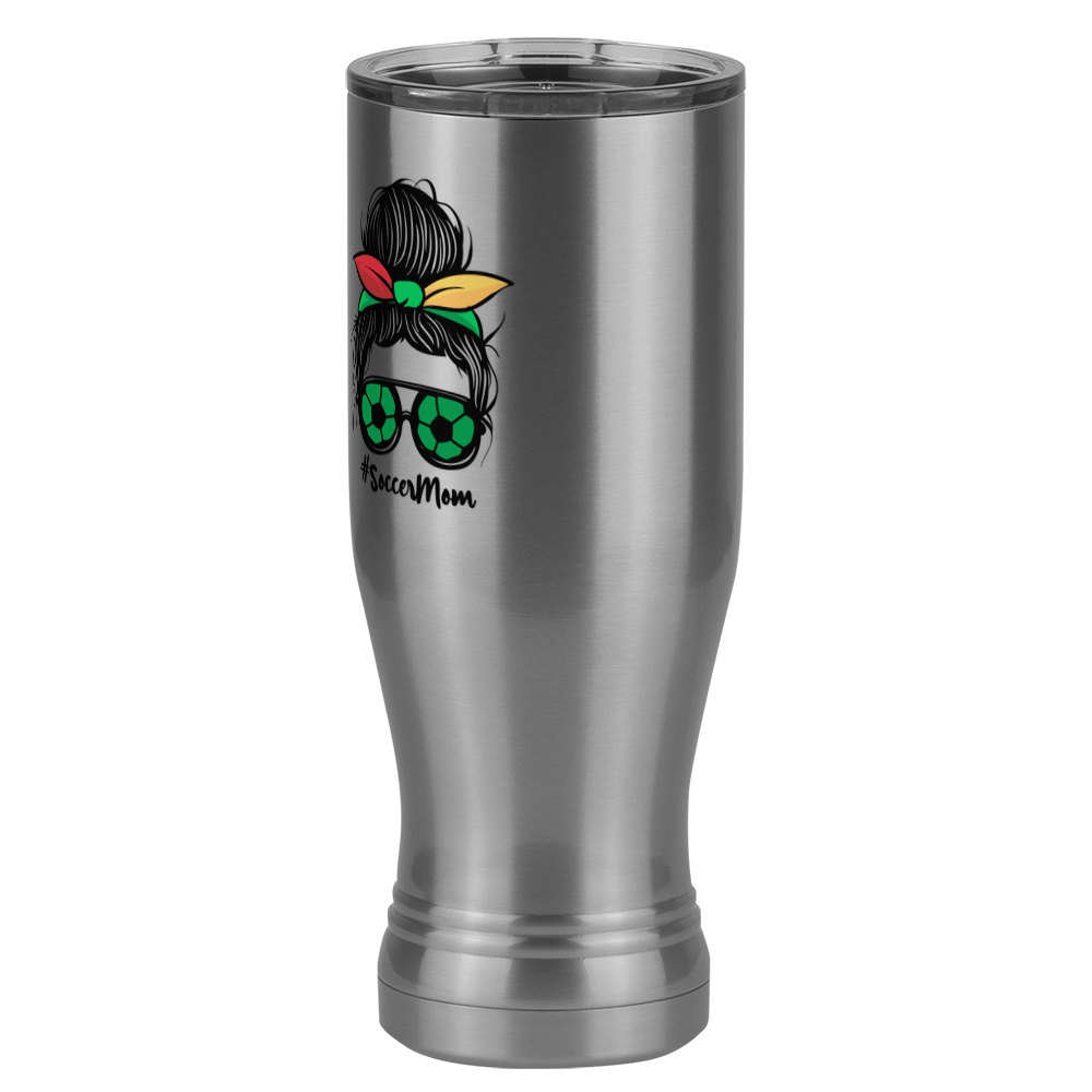 Personalized Messy Bun Pilsner Tumbler (20 oz) - Soccer Mom - Front Left View