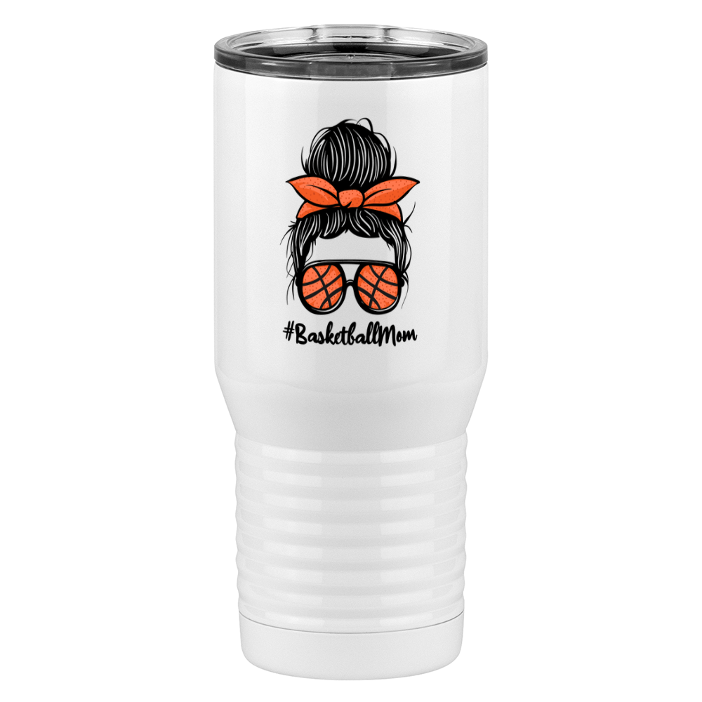 Personalized Messy Bun Tall Travel Tumbler (20 oz) - Basketball Mom - Left View