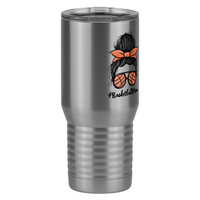 Thumbnail for Personalized Messy Bun Tall Travel Tumbler (20 oz) - Basketball Mom - Front Right View