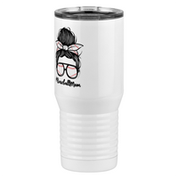 Thumbnail for Personalized Messy Bun Tall Travel Tumbler (20 oz) - Baseball Mom - Front Left View