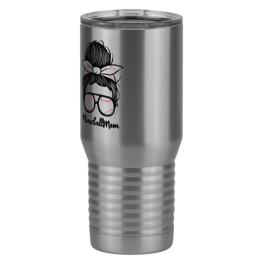 Personalized Messy Bun Tall Travel Tumbler (20 oz) - Baseball Mom - Front Left View