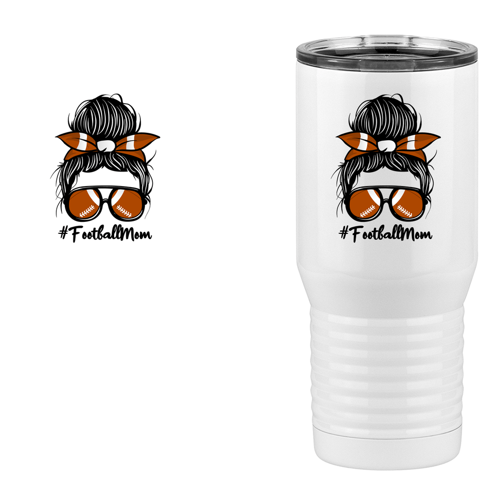 Personalized Messy Bun Tall Travel Tumbler (20 oz) - Football Mom - Design View