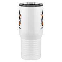 Thumbnail for Personalized Messy Bun Tall Travel Tumbler (20 oz) - Football Mom - Front View