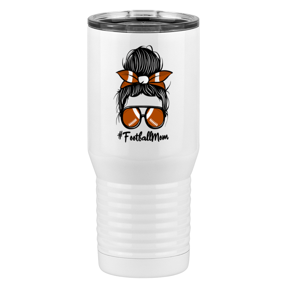 Personalized Messy Bun Tall Travel Tumbler (20 oz) - Football Mom - Left View
