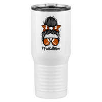Thumbnail for Personalized Messy Bun Tall Travel Tumbler (20 oz) - Football Mom - Left View