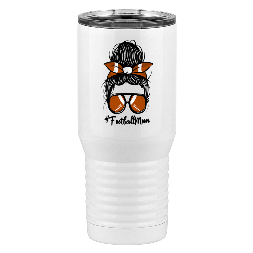 Personalized Messy Bun Tall Travel Tumbler (20 oz) - Football Mom - Right View