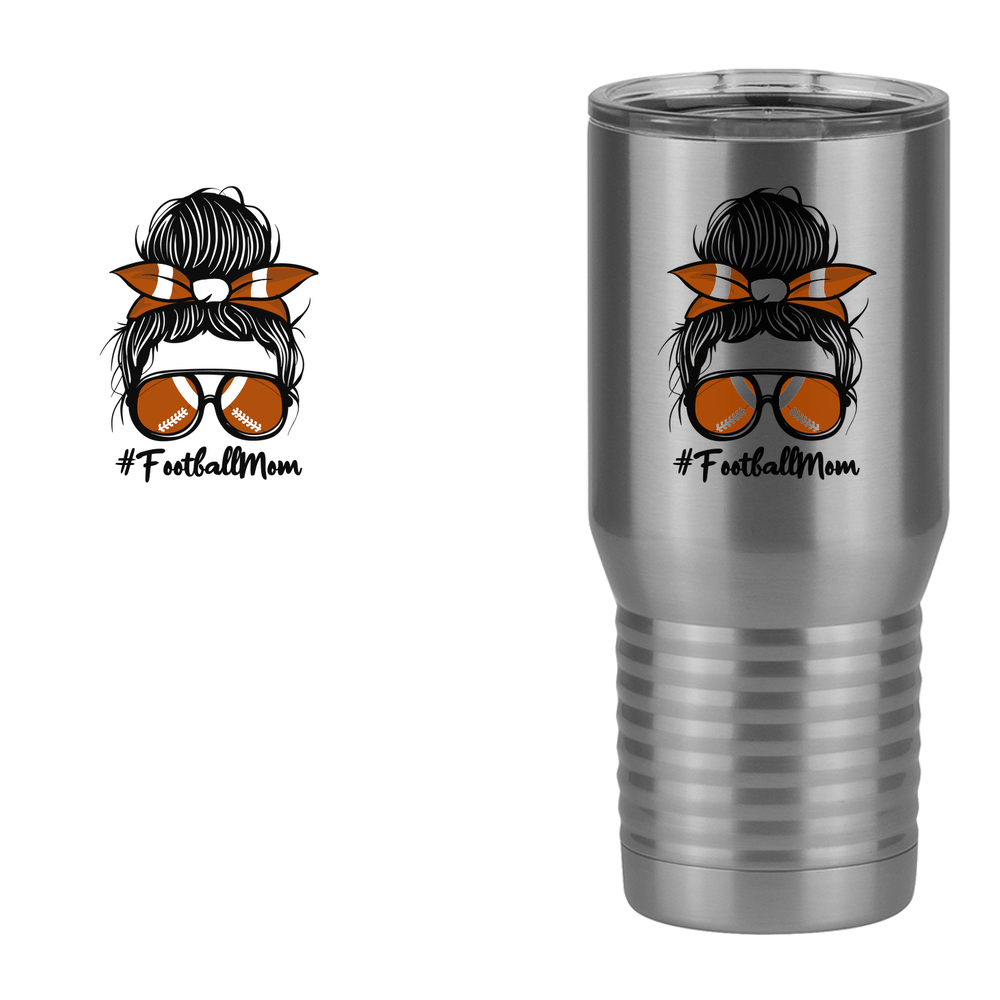 Personalized Messy Bun Tall Travel Tumbler (20 oz) - Football Mom - Design View