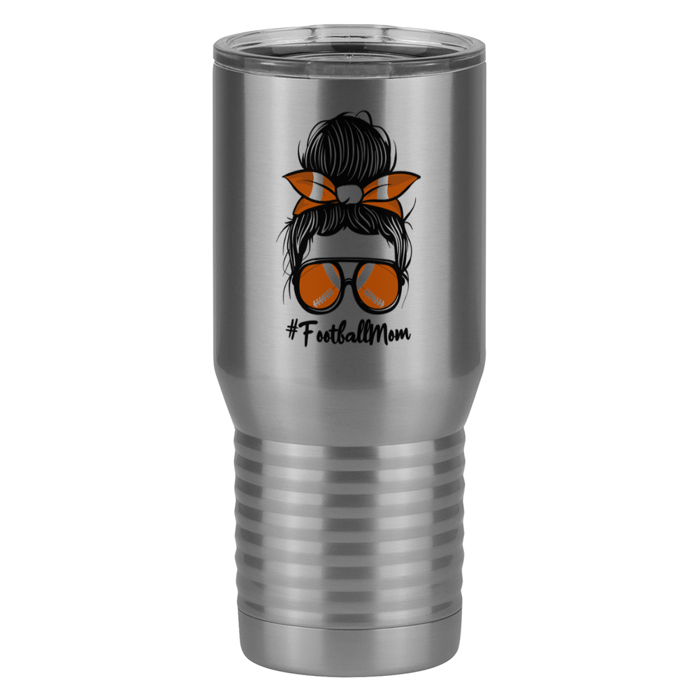 Personalized Messy Bun Tall Travel Tumbler (20 oz) - Football Mom - Left View