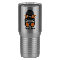 Thumbnail for Personalized Messy Bun Tall Travel Tumbler (20 oz) - Football Mom - Left View