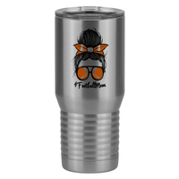 Thumbnail for Personalized Messy Bun Tall Travel Tumbler (20 oz) - Football Mom - Right View