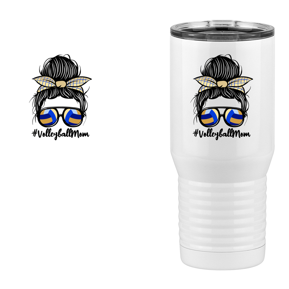 Personalized Messy Bun Tall Travel Tumbler (20 oz) - Volleyball Mom - Design View