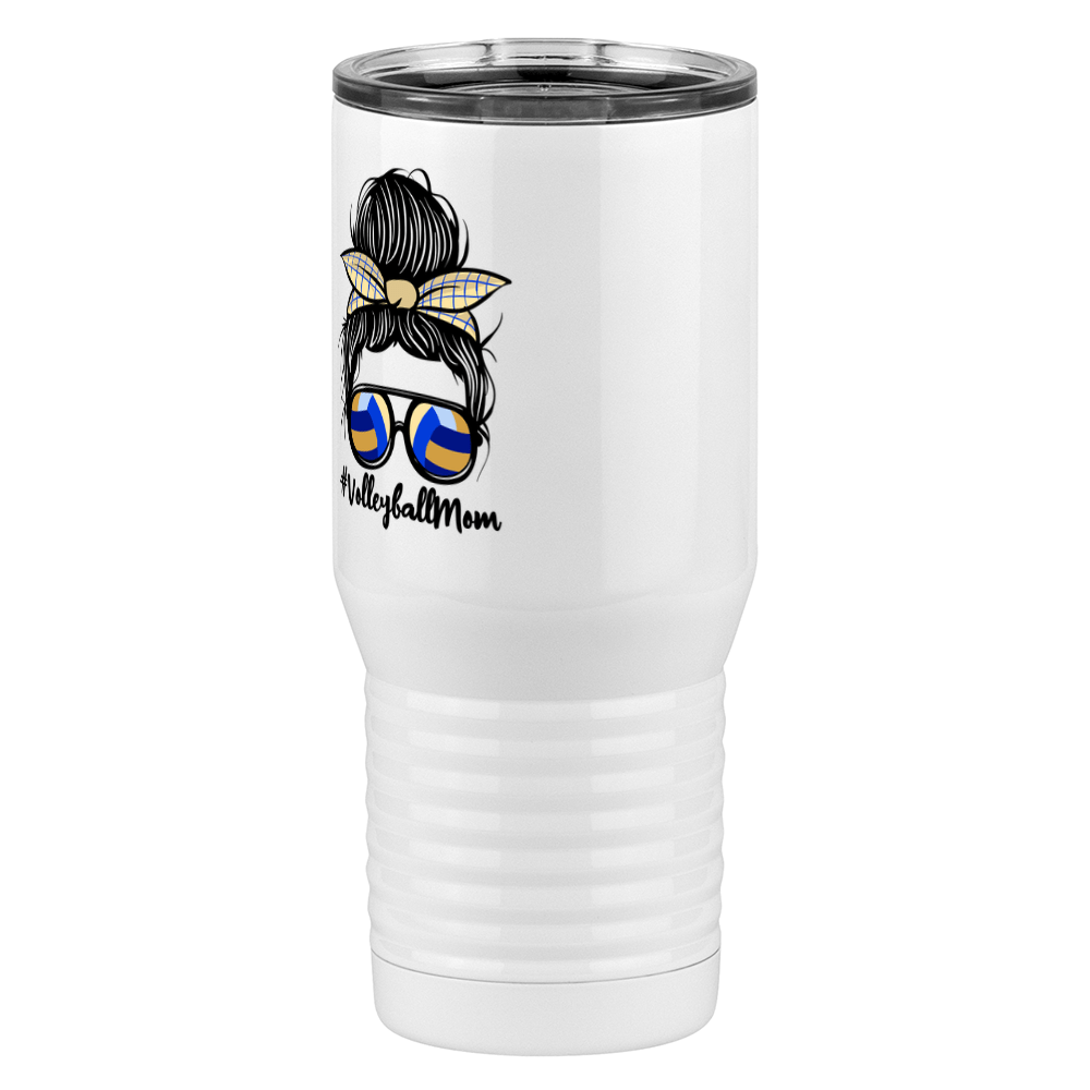 Personalized Messy Bun Tall Travel Tumbler (20 oz) - Volleyball Mom - Front Left View