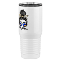 Thumbnail for Personalized Messy Bun Tall Travel Tumbler (20 oz) - Volleyball Mom - Front Left View