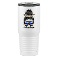 Thumbnail for Personalized Messy Bun Tall Travel Tumbler (20 oz) - Volleyball Mom - Left View