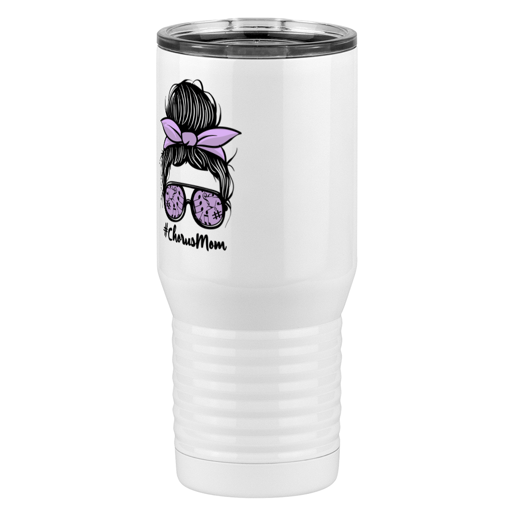 Personalized Messy Bun Tall Travel Tumbler (20 oz) - Chorus Mom - Front Left View