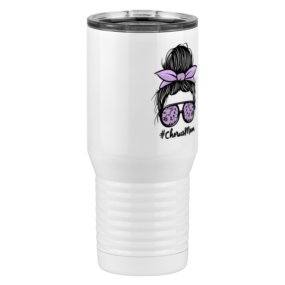 Personalized Messy Bun Tall Travel Tumbler (20 oz) - Chorus Mom - Front Right View