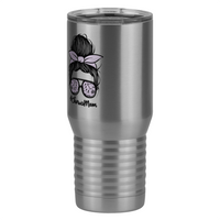 Thumbnail for Personalized Messy Bun Tall Travel Tumbler (20 oz) - Chorus Mom - Front Left View